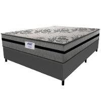 Cama Box Casal Colchão Gazin Com Molas Ensacadas Rubi 138x188x70cm Suede Cinza/preto Cinza - 1