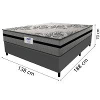 Cama Box Casal Colchão Gazin Com Molas Ensacadas Rubi 138x188x70cm Suede Cinza/preto Cinza