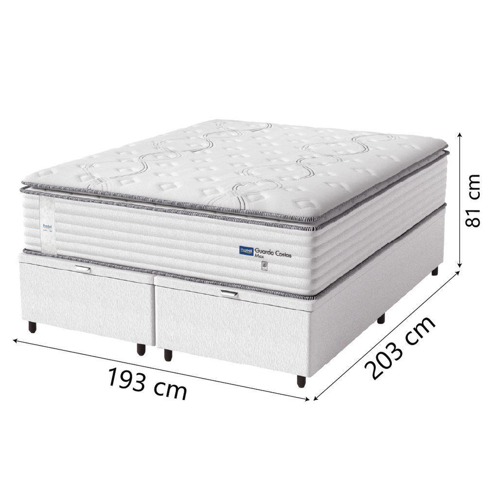 Cama Box Baú Casal King Colchão Molas Guarda Costas Max Com Pillow Branco/cinza - 4