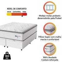 Cama Box Baú Casal King Colchão Molas Guarda Costas Max Com Pillow Branco/cinza - 2