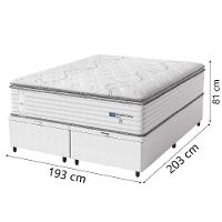 Cama Box Baú Casal King Colchão Molas Guarda Costas Max Com Pillow Branco/cinza