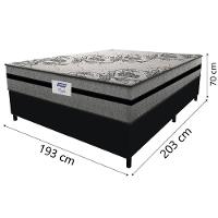 Cama Box Casal King Colchão Gazin Com Molas Ensacadas Rubi 193x203x70cm Suede Preto/cinza Cinza
