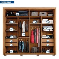 Guarda Roupas Casal Ripado E Espelho 2 Portas 4 Gavetas Madeirado/off White Eloa Caemmun Freijó/off - 5