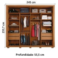 Guarda Roupas Casal Ripado E Espelho 2 Portas 4 Gavetas Madeirado/off White Eloa Caemmun Freijó/off - 6