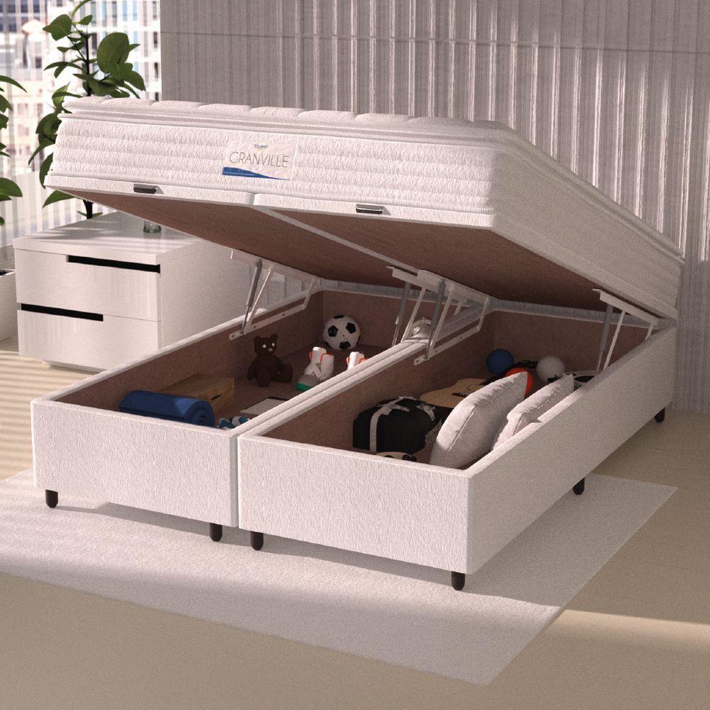 Cama Box Baú Casal Queen Colchão Molas Ensacadas Granville Com Pillow Branco Probel - 5