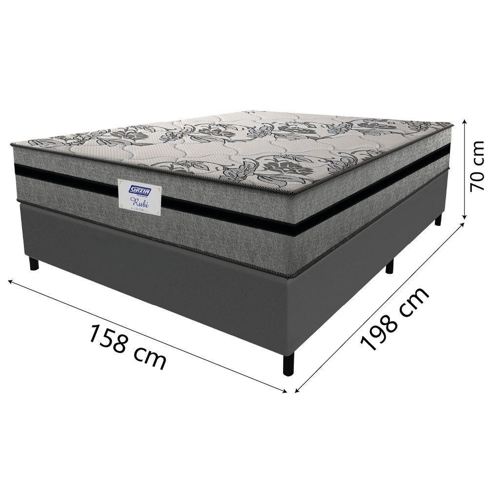 Cama Box Casal Queen Colchão Gazin Com Molas Ensacadas Rubi 158x198x70cm Suede Cinza/preto Cinza - 3