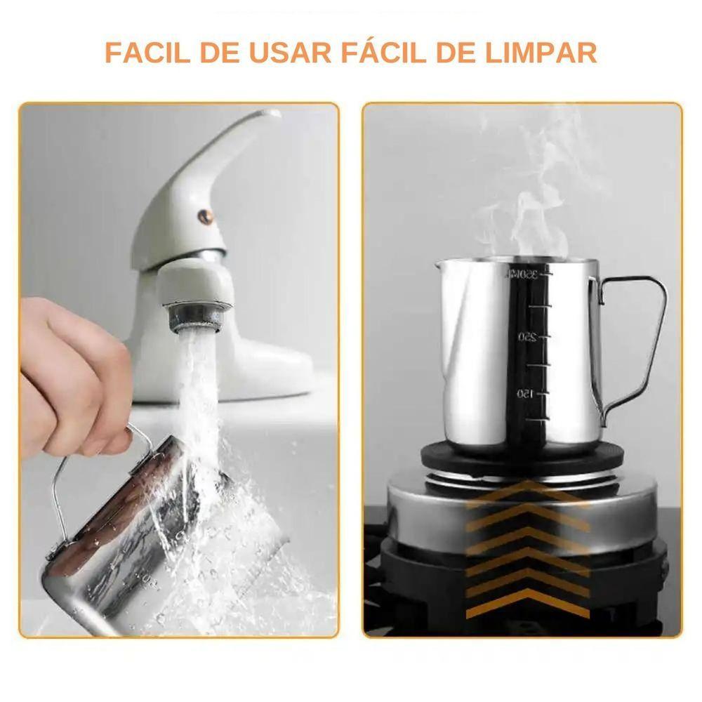 Kit 2 Jarras Barista Inox 350+600 Ml Café Leite Profissional - 6