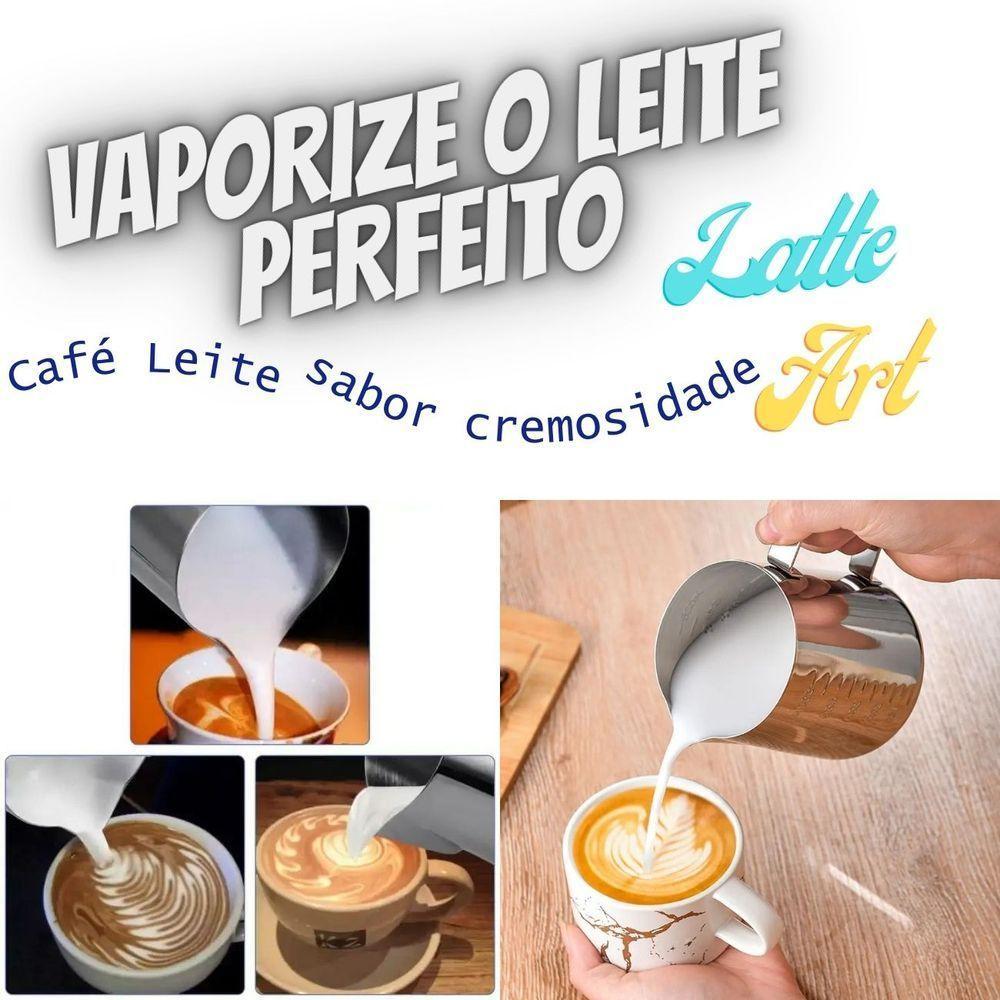 Kit 2 Jarras Barista Inox 350+600 Ml Café Leite Profissional - 7