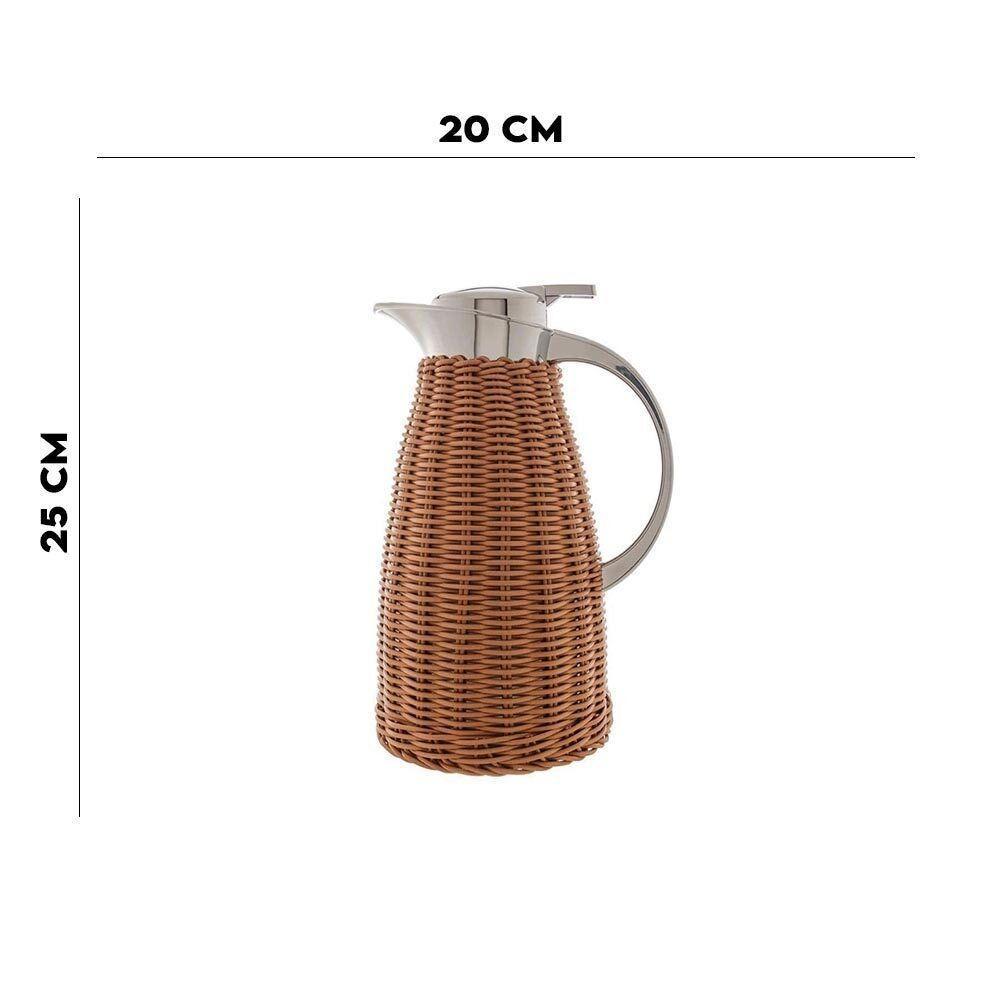 Garrafa Térmica Aco Inox Com rattan Plástico Marrom 1,5l - 2
