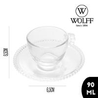 Jogo 8 Xícaras De Café De Com Pires Cristal Pearl Wolff Cor Transparente 90ml - 8