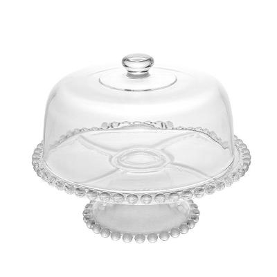 Prato P- Bolo De Cristal Transparente Pearl C- Pé E Tampa Wolff