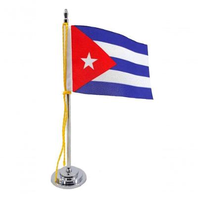 Mini Bandeira De Mesa Cuba 15 Cm Poliéster