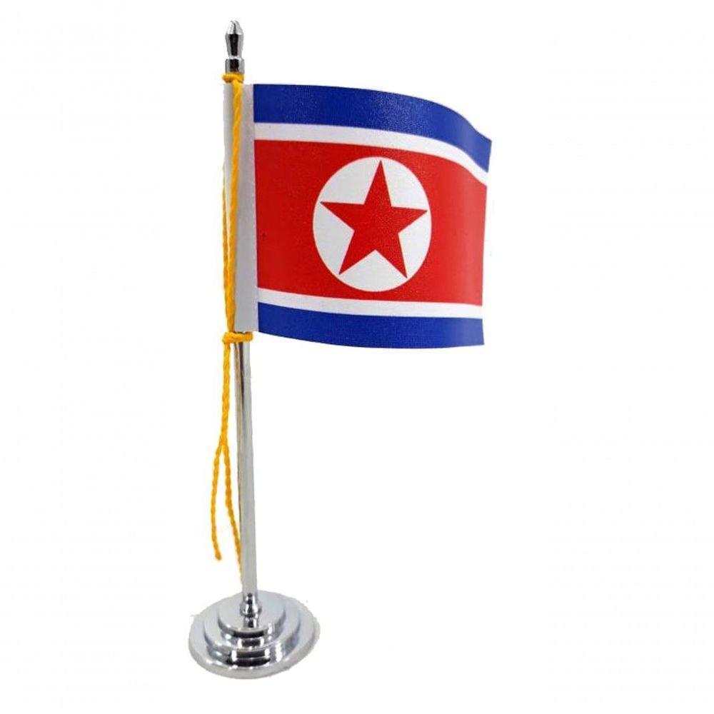 Mini Bandeira De Mesa Coréia Do Norte 15 Cm Poliéster - 1