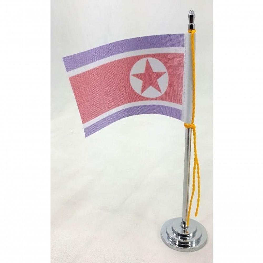 Mini Bandeira De Mesa Coréia Do Norte 15 Cm Poliéster - 2