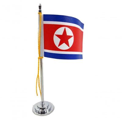 Mini Bandeira De Mesa Coréia Do Norte 15 Cm Poliéster