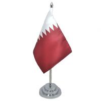 Bandeira De Mesa Dupla Face Catar Com Mastro 30 Cm Cetim - 1