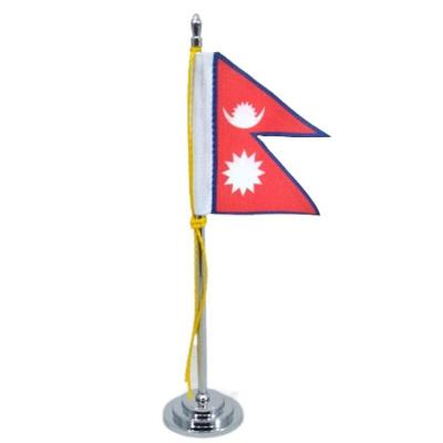 Mini Bandeira De Mesa Do Nepal Poliéster 15 Cm Mastro