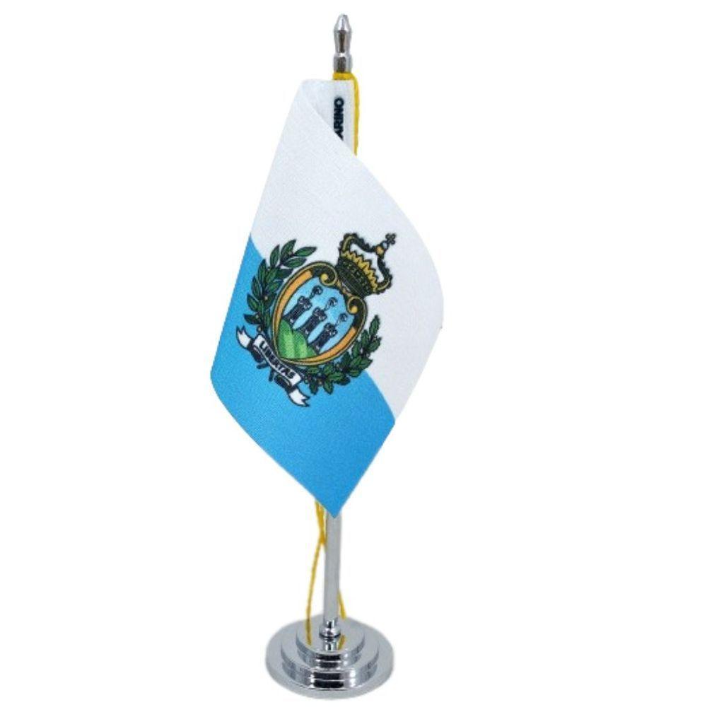 Mini Bandeira De Mesa De San Marino Poliéster 15 Cm Mastro - 1