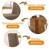 Mesa Olimpia 120 Mdf Canto Copo E Com 4 Cadeiras Safira Veludo Capuccino/naturalle/naturalle - 7