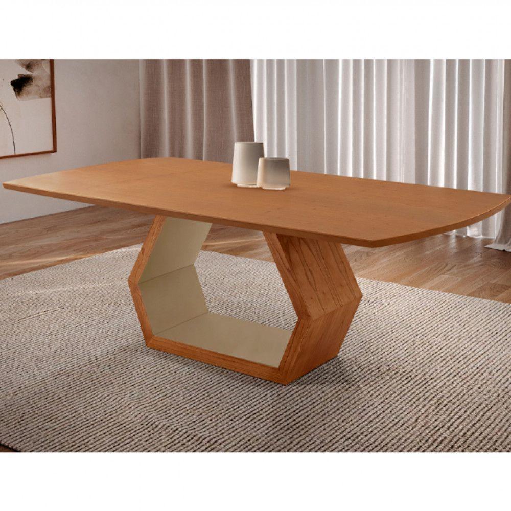 Mesa Para Sala De Jantar Ane Cinamomo Com Champanhe/cinamomo Imbuia - 2