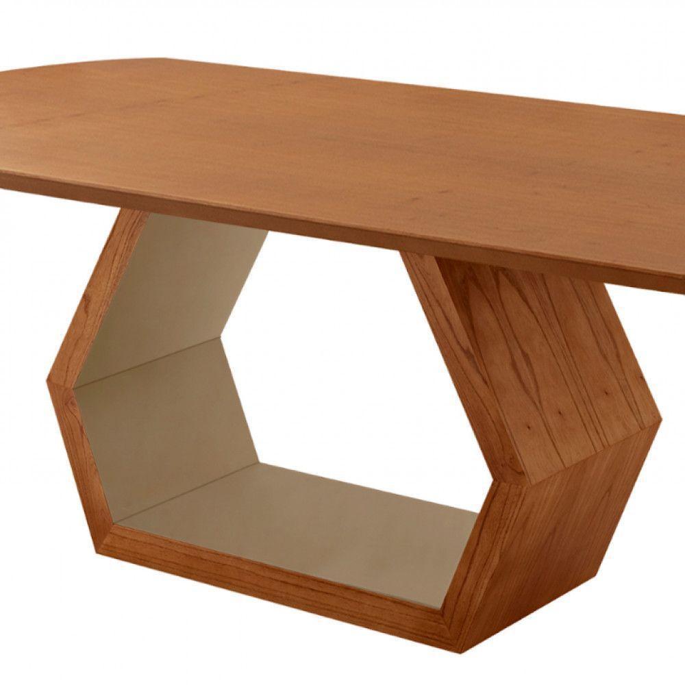 Mesa Para Sala De Jantar Ane Cinamomo Com Champanhe/cinamomo Imbuia - 3