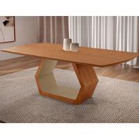Mesa Para Sala De Jantar Ane Cinamomo Com Champanhe/cinamomo Imbuia - 2