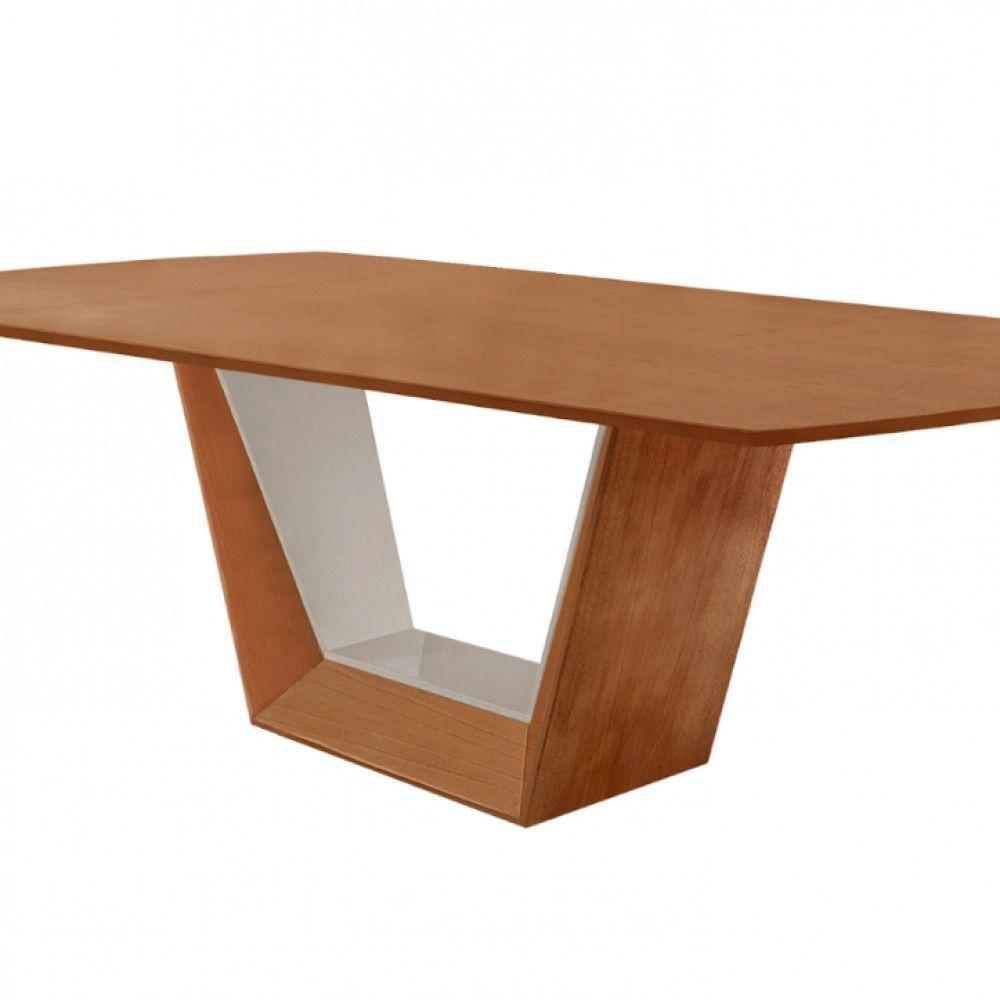 Mesa Para Sala De Jantar Rubi 220cm Moderna Mobília Cinamomo Com Off White/cinamomo Imbuia - 3