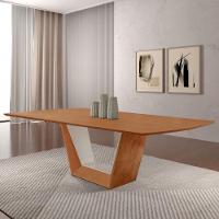 Mesa Para Sala De Jantar Rubi 220cm Moderna Mobília Cinamomo Com Off White/cinamomo Imbuia - 2