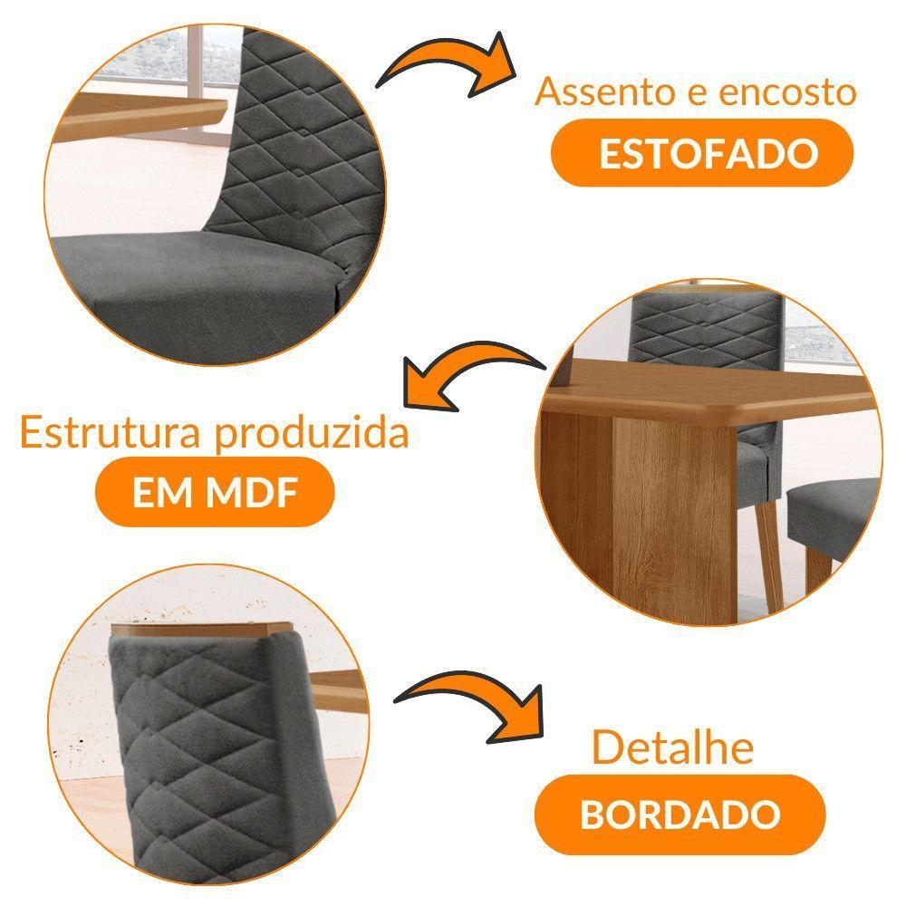 Mesa Olimpia 120 Mdf Com 4 Cadeiras Safira Linho Grafite/naturalle/naturalle - 7