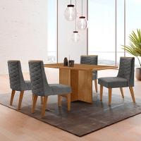 Mesa Olimpia 120 Mdf Com 4 Cadeiras Safira Linho Grafite/naturalle/naturalle - 1