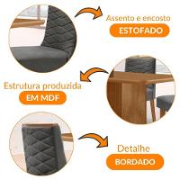 Mesa Olimpia 120 Mdf Com 4 Cadeiras Safira Linho Grafite/naturalle/naturalle - 7