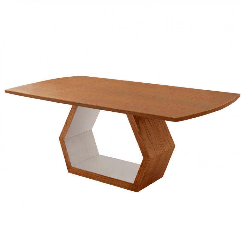Mesa Para Sala De Jantar Ane Moderna Mobilia Cinamomo Com Off White/cinamomo Imbuia - 1