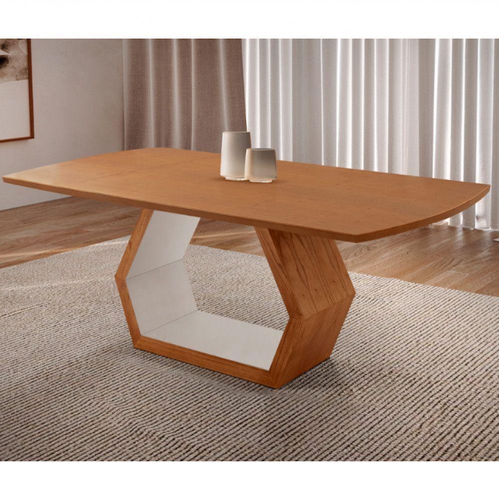Mesa Para Sala De Jantar Ane Moderna Mobilia Cinamomo Com Off White/cinamomo Imbuia - 2