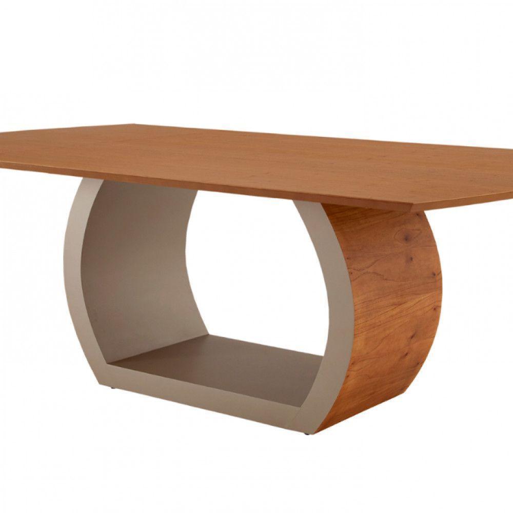 Mesa Para Sala De Jantar Ellis 220cm Madeira Moderna Mobília Cinamomo Com Champanhe/cinamomo Imbuia - 3