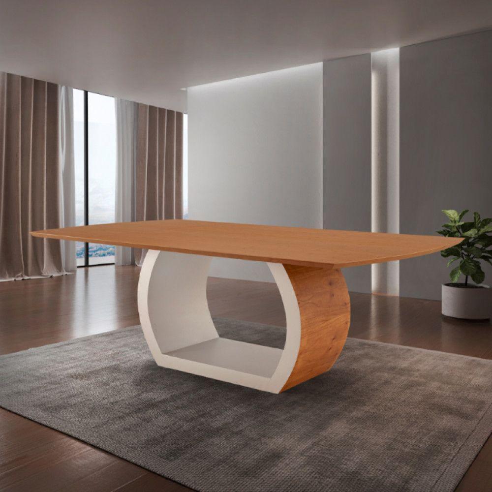 Mesa Para Sala De Jantar Ellis 220cm Madeira Moderna Mobília Cinamomo Com Off White/cinamomo Imbuia - 2