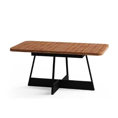 Mesa de Sala Jantar Átria Retangular 1592 Aço c/Tampo Madeirado 160x90cm Nogal/preto/preto - Carraro