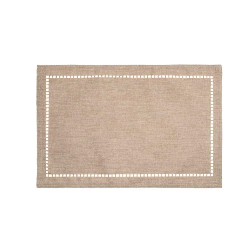 8 Lugares Americanos Retangular Poliéster Linho Bege 45cm Lyor - 1