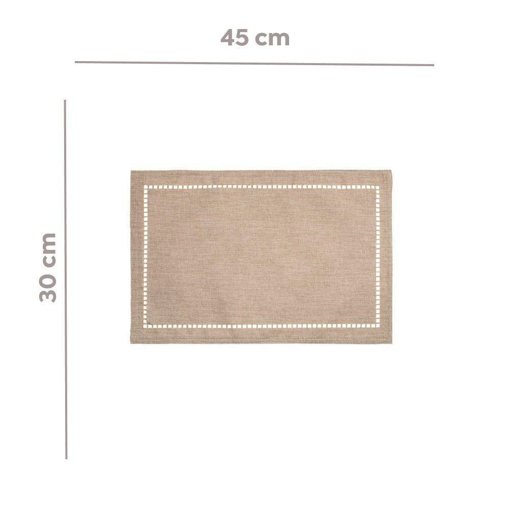 12 Lugares Americanos Retangular Poliéster Linho Bege 45cm Lyor - 3