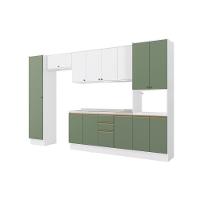 Cozinha Modulada Celeste Kappesberg 100% MDF Branco/Verde 8 Peças - 2