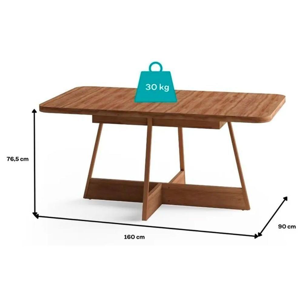 Mesa de Sala Jantar Átria Retangular 1592 Aço c/Tampo Madeirado 160x90cm Nogal/Freijo Rose - Carraro - 5