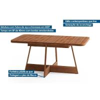 Mesa de Sala Jantar Átria Retangular 1592 Aço c/Tampo Madeirado 160x90cm Nogal/Freijo Rose - Carraro - 8