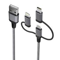 Cabo Multicable 3 Em 1 ? Lightning (Mfi) Micro-Usb | Usb-C Com 1,5 M - 1