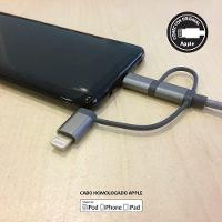 Cabo Multicable 3 Em 1 ? Lightning (Mfi) Micro-Usb | Usb-C Com 1,5 M - 2