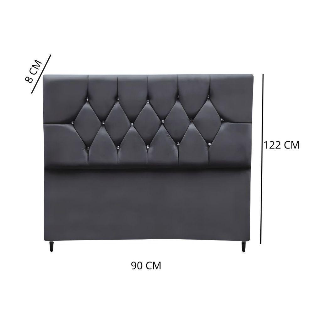 Cabeceira Para Cama Box Estofada Solteiro 90 Cm Suede Madri cinza Escuro - 4