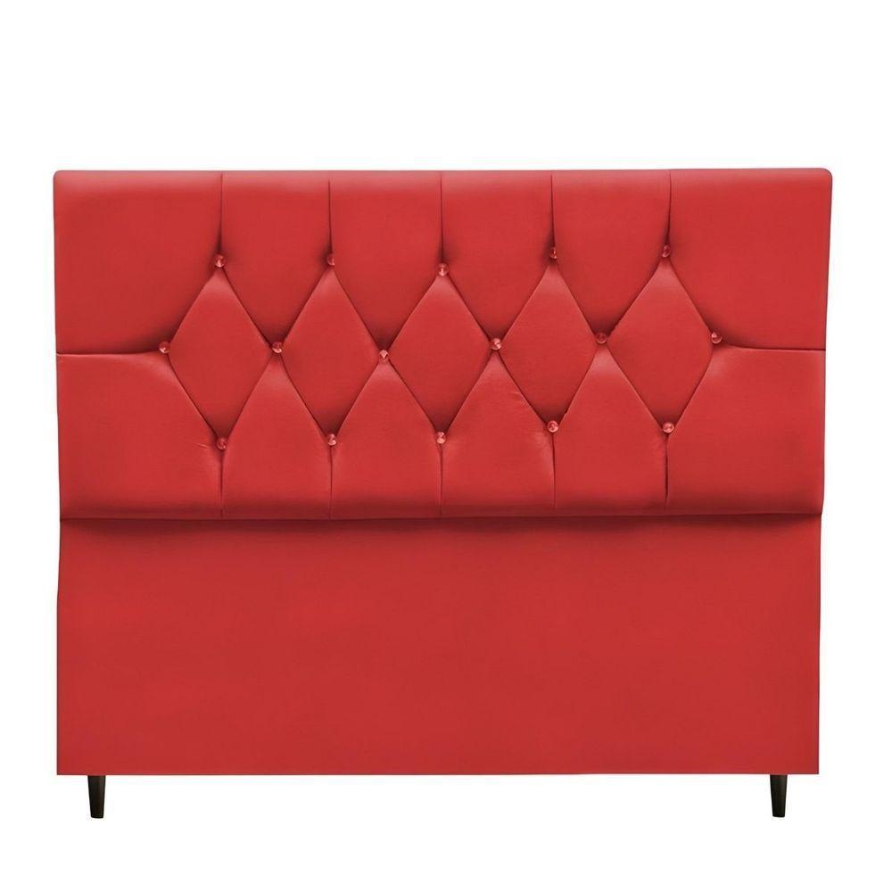 Cabeceira Estofada Cama Box Casal 140 Cm Suede Dubai vermelho - 1