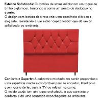 Cabeceira Estofada Cama Box Casal 140 Cm Suede Dubai vermelho - 2