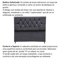 Cabeceira Estofada Cama Box Solteiro 90 Cm Suede Dubai cinza Escuro - 2