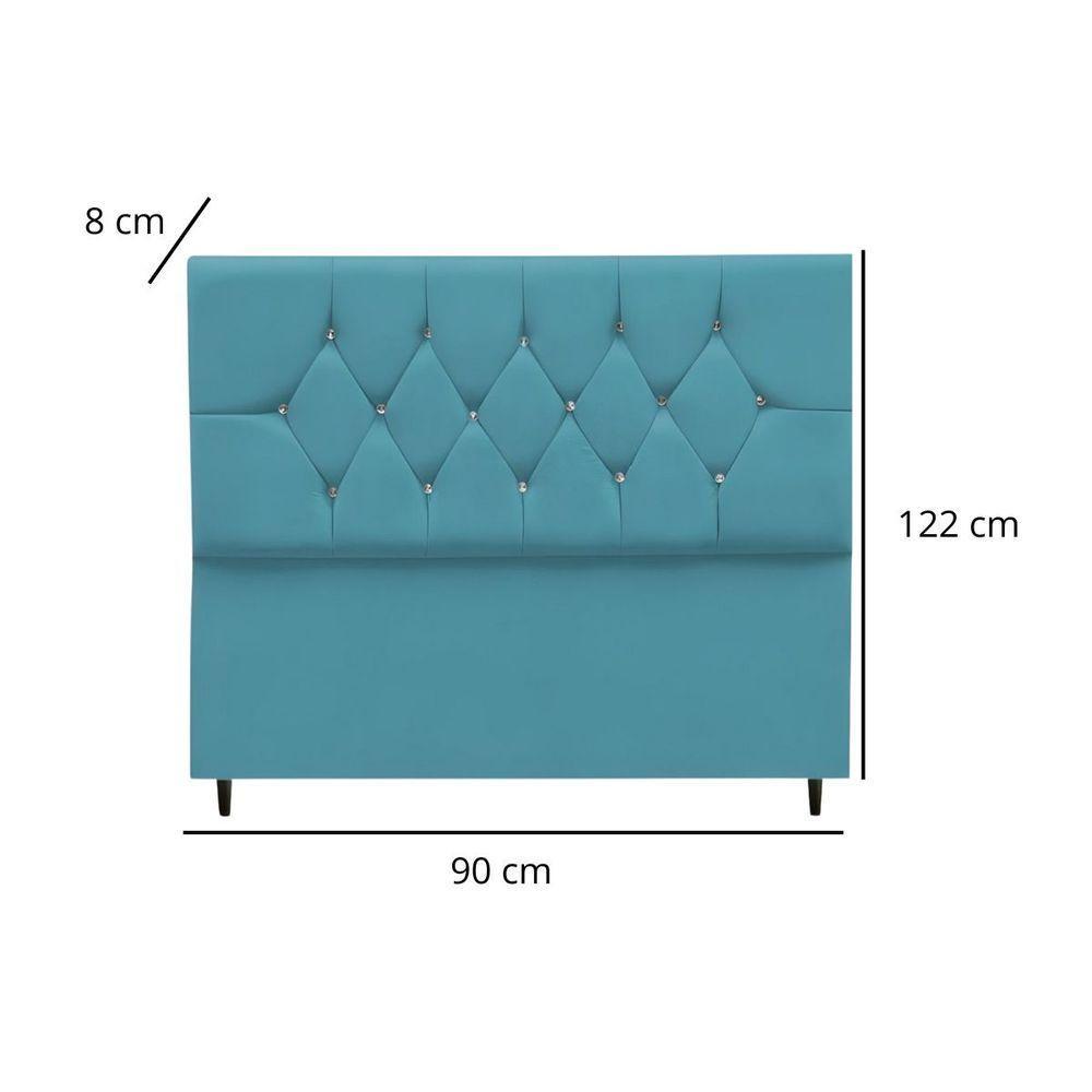 Cabeceira Cama Box Estofada Solteiro 90 Cm Suede Anitta azul Turquesa - 4