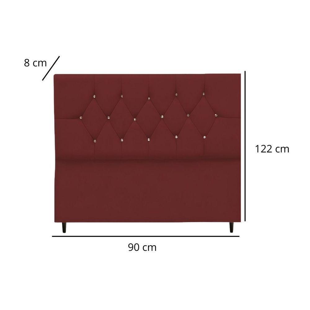 Cabeceira Cama Box Estofada Solteiro 90 Cm Suede Anitta bordô - 4