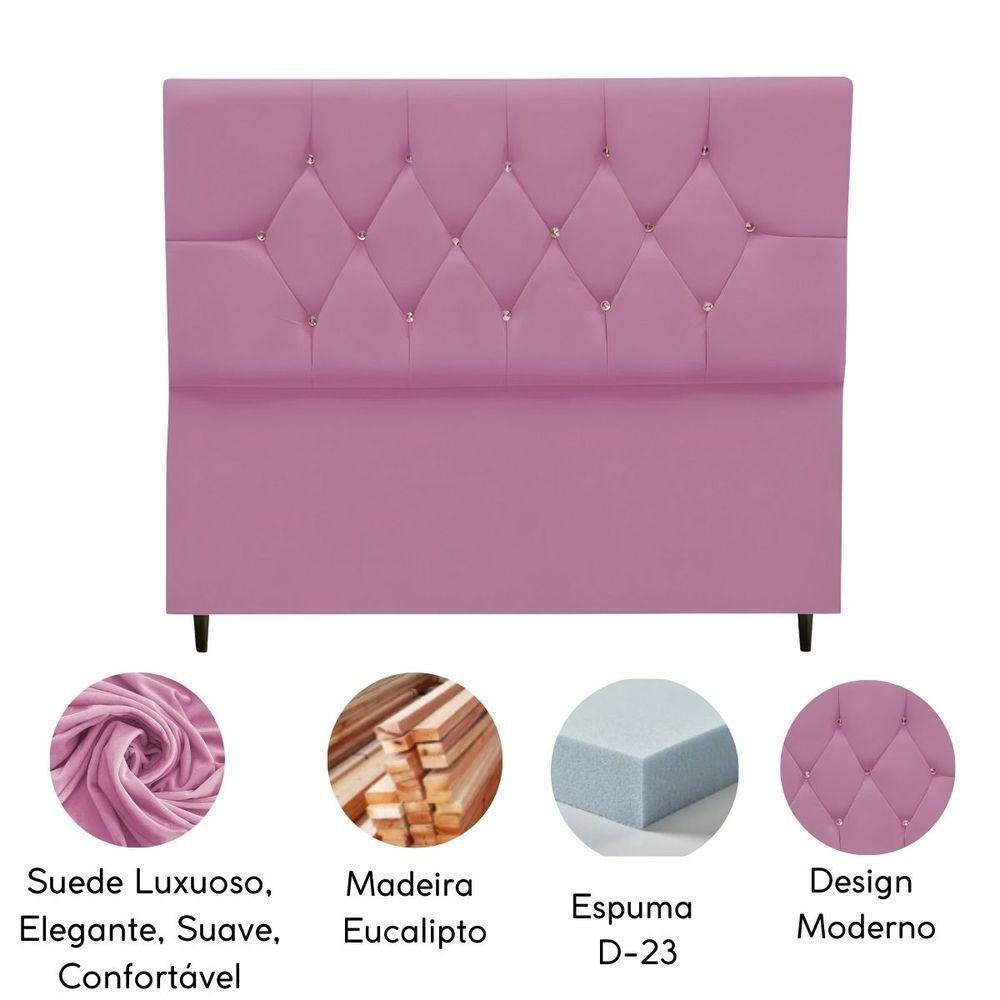 Cabeceira Cama Box Estofada Solteiro 90 Cm Suede Anitta rosa - 3